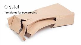  Presentation with cardboard - Beautiful PPT theme featuring ship crashes - damaged cardboard box isolated backdrop and a sky blue colored foreground