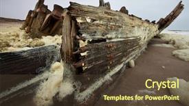  Presentation with truck wreck - Beautiful presentation design featuring ship crashes - wreck on skeleton coast namibia backdrop and a tawny brown colored foreground