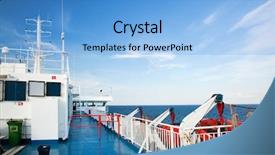  Presentation with ocean ship - Cool new slides with oil tanker loading cargo - ship deck board view ocean backdrop and a light blue colored foreground
