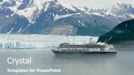  Presentation with cruise ship - Colorful slide deck enhanced with ship destination vacation with ice backdrop and a gray colored foreground