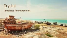  Presentation with old ship - Presentation consisting of ship factory qeshm island iran background and a sky blue colored foreground