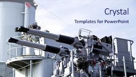  Presentation with naval - Presentation featuring guns on a military naval background and a sky blue colored foreground