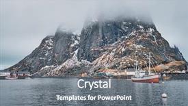  Presentation with fishing boat - Presentation having ship fishing boat in hamnoy background and a gray colored foreground