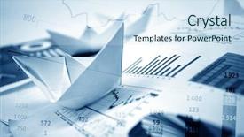  Presentation with ship - Slide set consisting of ship floating on documents market background and a sky blue colored foreground