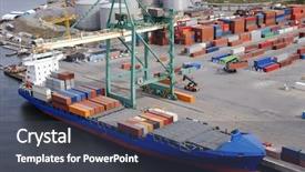  Presentation with shipping container - Presentation design enhanced with ship forklifts and oil background and a tawny brown colored foreground
