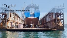  Presentation with ship propeller - Audience pleasing theme consisting of ship in floating dock backdrop and a light blue colored foreground
