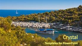  Presentation with ship - Presentation theme having ship in harbor at turkey background and a tawny brown colored foreground