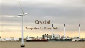  Presentation with cargo ship - Audience pleasing theme consisting of ship in port at windmill backdrop and a lemonade colored foreground