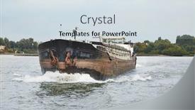  Presentation with bulk carrier - PPT theme having ship-inland-bulk-carrier background and a sky blue colored foreground