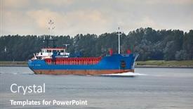  Presentation with bulk carrier - PPT theme featuring ship-inland-bulk-carrier background and a gray colored foreground