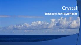  Presentation with calm sea - Presentation theme having sky with fluffy clouds background background and a teal colored foreground