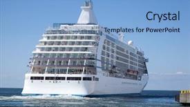  Presentation with port - Amazing PPT theme having ship leaves port smoke comes backdrop and a light blue colored foreground