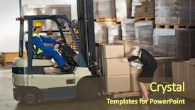  Presentation with inventory - Colorful slide deck enhanced with overall management - warehouse manager checking her inventory backdrop and a tawny brown colored foreground