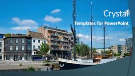  Presentation with ship - Amazing slides having ship-moored-in-willemdock backdrop and a teal colored foreground