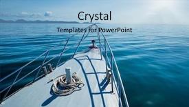  Presentation with boat - PPT theme having ship navigation - boat in the sea background and a light blue colored foreground