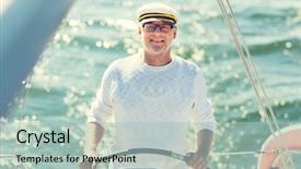  Presentation with boat tourism - Cool new presentation theme with ship navigation - sailing age tourism travel backdrop and a mint green colored foreground