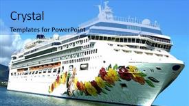  Presentation with water ship - Colorful PPT theme enhanced with ship on the hawaiian water backdrop and a light blue colored foreground