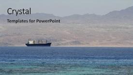  Presentation with cargo ship - Cool new presentation design with ship on the red sea backdrop and a light gray colored foreground