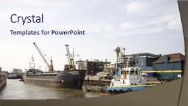  Presentation with ship - PPT theme featuring ship operation - harbor background and a  colored foreground