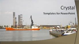  Presentation with ship - Beautiful slide deck featuring ship operation - harbor backdrop and a  colored foreground