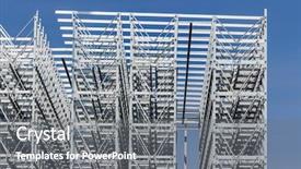  Presentation with event management company - PPT theme with ship operation - high bay warehouse background and a gray colored foreground