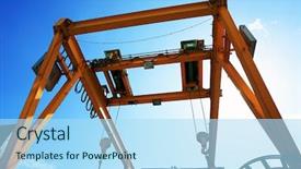 Presentation with crane - PPT theme having ship operation - mobile crane in a harbor background and a light blue colored foreground