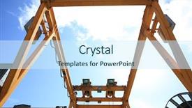  Presentation with crane - Audience pleasing slide set consisting of ship operation - mobile crane in a harbor backdrop and a cool aqua colored foreground