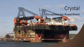  Presentation with oil rig - Slides featuring ship operation - oil rig background and a light blue colored foreground