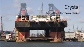  Presentation with oil rig - Cool new presentation theme with ship operation - oil rig backdrop and a light blue colored foreground