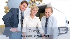  Presentation with team work - PPT theme featuring ship operation - work team around a computer background and a light blue colored foreground