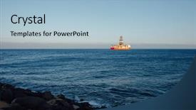  Presentation with pipe - Colorful PPT layouts enhanced with ship pipe - offshore oil and gas drillship backdrop and a light blue colored foreground