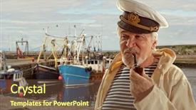  Presentation with marina - PPT theme with ship piping - captain sailor man in marina background and a tawny brown colored foreground