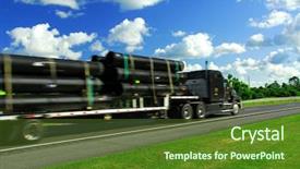  Presentation with truck - Colorful presentation enhanced with ship piping - fast moving truck on highway backdrop and a tawny brown colored foreground