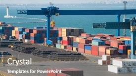  Presentation with industrial piping - Beautiful slide deck featuring ship piping - industrial port with containers backdrop and a gray colored foreground