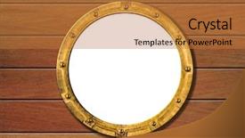  Presentation with ship - Slide set with ship porthole on wooden wall background and a gold colored foreground