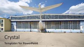  Presentation with unmanned plane aircraft system uav - PPT theme enhanced with a woman and second background and a lemonade colored foreground