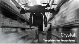  Presentation with ship propeller - Presentation design featuring ship propeller - digital composite of delivery drone background and a dark gray colored foreground