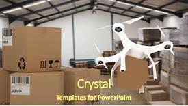  Presentation with drone delivery - Amazing PPT theme having ship propeller - digital composite of drone flying backdrop and a violet colored foreground