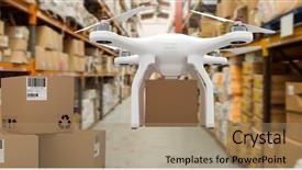  Presentation with drone delivery - Slide set with ship propeller - digital composite of drone flying background and a coral colored foreground