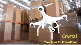  Presentation with ship propeller - Amazing PPT theme having ship propeller - digital composite of drone flying backdrop and a tawny brown colored foreground