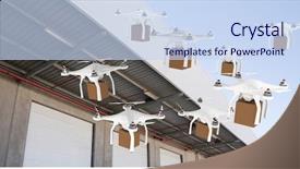  Presentation with drones - Presentation design featuring ship propeller - digital composite of drones flying background and a sky blue colored foreground