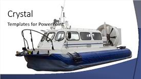  Presentation with boat - PPT theme having ship propeller - hovercraft - air-cushion boat isolated background and a white colored foreground