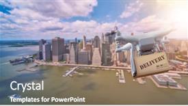  Presentation with new york city - Cool new slide set with ship propeller - multicopter drone flying with package backdrop and a coral colored foreground