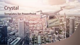  Presentation with drone - Presentation theme featuring ship propeller - multicopter drone with package flying background and a lemonade colored foreground