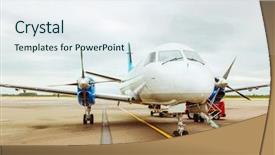  Presentation with airport runway - Theme consisting of ship propeller - plane airport tourism and transportation background and a sky blue colored foreground