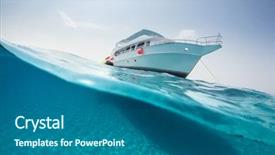  Presentation with ship propeller - PPT layouts consisting of ship propeller - split photography of safari boat background and a ocean colored foreground