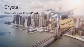  Presentation with ship propeller - Slide set having ship propeller - unmanned multicopter drone flying background and a light gray colored foreground