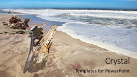  Presentation with ship - Presentation design featuring ship remains skeleton coast namibia background and a coral colored foreground
