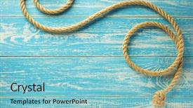  Presentation with ship rope - PPT theme featuring ship rope on wooden background background and a light blue colored foreground