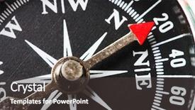  Presentation with compass - Slide deck featuring ship route - closeup compass on white background background and a  colored foreground